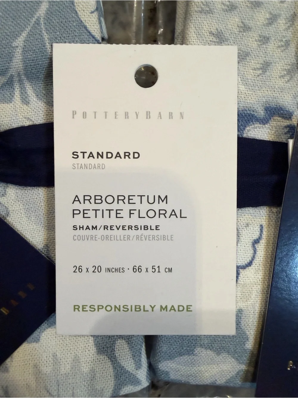 Pottery Barn Blue and White Arboretum Petite Floral Sham